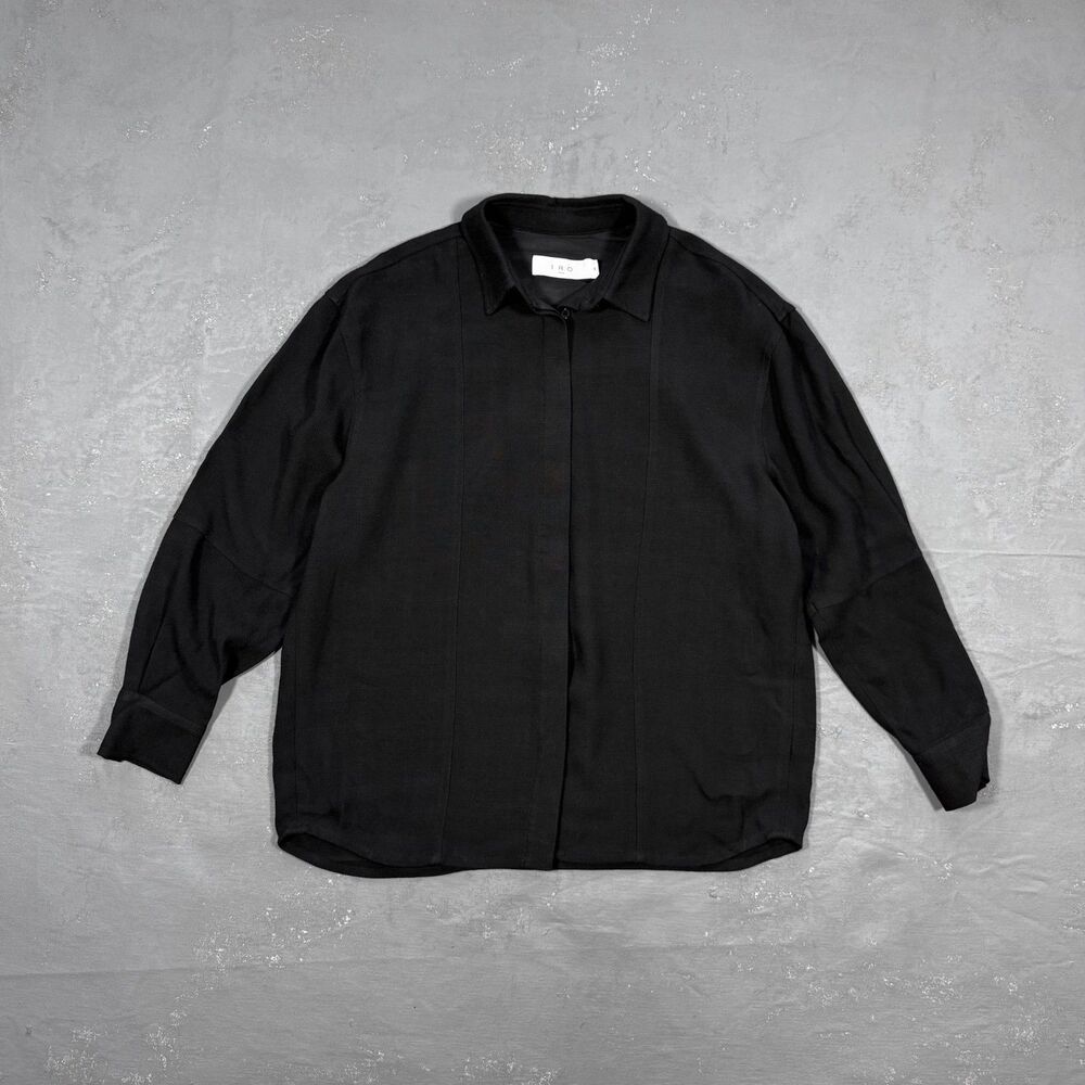 IRO Oversized Button Up Shirt In Black Heavy Weave Fabric Women's FR 36, US 4, S